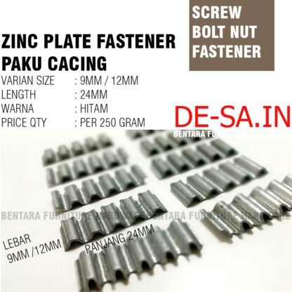 250 GRAM PAKU CACING UKURAN 3/8" - 1/2" - 5/8  (9mm - 12mm - 15mm) - ZINC PLATE CORRUGATED FASTENER