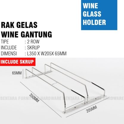 RG-2 RAK GELAS 2 BARIS GANTUNG  - 2 Row Wine Glass Hanger Rack - Gambar 2