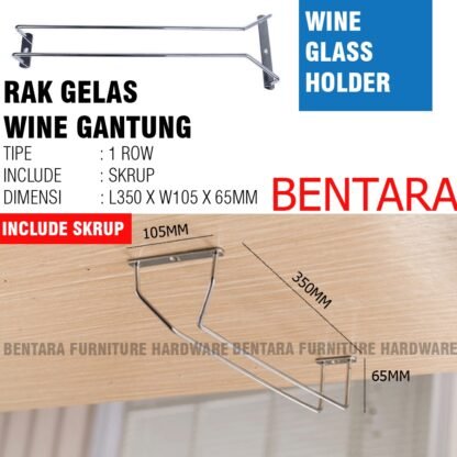 RG-1 RAK GELAS 1 BARIS GANTUNG  - 1 Row Wine Glass Hanger - Gambar 2