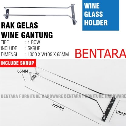 RG-1 RAK GELAS 1 BARIS GANTUNG  - 1 Row Wine Glass Hanger - Gambar 3