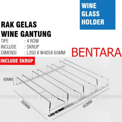 RG-4 RAK GELAS 4 BARIS GANTUNG  - 4 Row Wine Glass Hanger Rack
