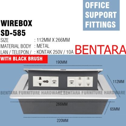 WIREBOX 585 LUBANG KABEL DOCKING METAL BOX STOP KONTAK TANAM MEJA / LANTAI LAN TELEPON