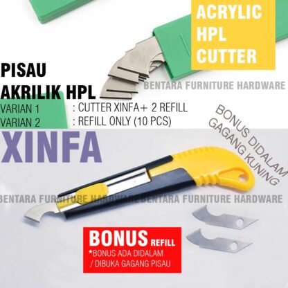 Xinfa Pisau Akrilik HPL Cutter Acrylic Akrilik Bonus 2 Spare Blade - Pemotong Cutting Tool