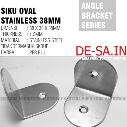 38MM SIKU STAINLESS UNTUK PARTISI TOILET - Steel Braket Siku 38 x 38 x 38MM Steel - Gambar 2