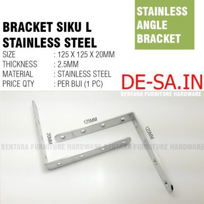 125MM Siku Stainless Steel Braket 125 X 125 X 20 MM Besar Large - L-Shaped Angle Bracket Fastener