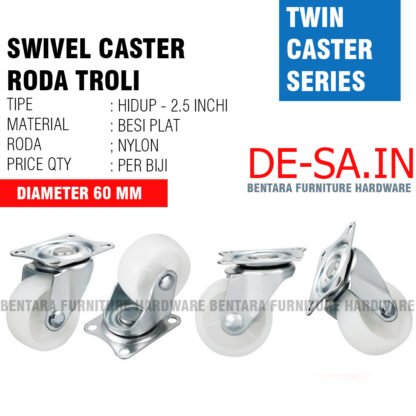 2.5" RODA NYLON 2.5 INCHI MATI / HIDUP / HIDUP PENGUNCI - FIX / SWIVEL CASTER - Gambar 5