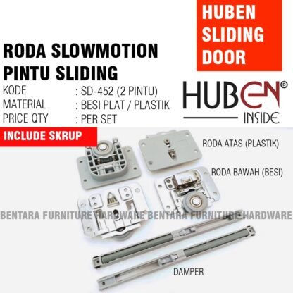 HUBEN SD-452 2 PINTU - RODA PINTU SLIDING SLOW-MOTION DOOR PINTU GESER