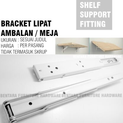 10 Inchi Braket Siku Rak Lipat Ambalan Dinding - 25 CM Siji Folding Shelf Brackets Wall Mount 10" - Gambar 2