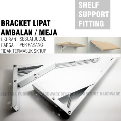 10 Inchi Braket Siku Rak Lipat Ambalan Dinding - 25 CM Siji Folding Shelf Brackets Wall Mount 10" - Gambar 3