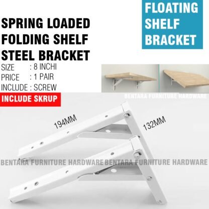 8 Inchi Braket Siku Rak Lipat Meja Ambalan Dinding 20 CM Siji Folding Shelf Brackets Wall Mount 8"